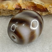 Natural Powerful Tibetan Old Oily Agate Water Wave Daluo Amulet (Tian Zhu) Dzi Bead 3.00g 13.6 by 12.6mm - Huangs Jadeite and Jewelry Pte Ltd