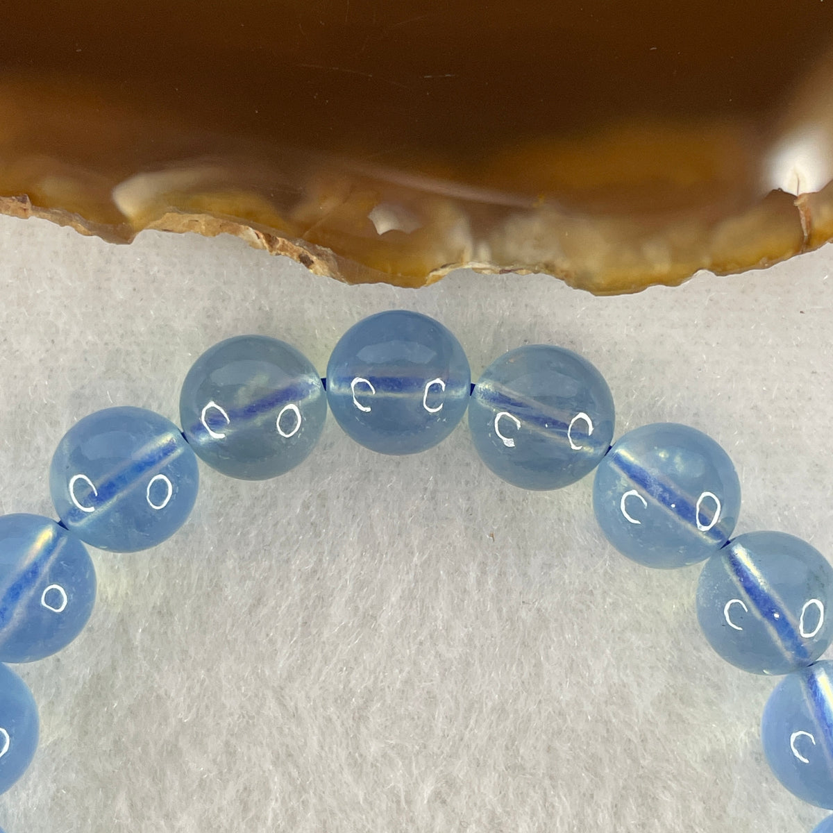 Certified Good Grade Natural Aquamarine Beads Bracelet | 16cm with 20 Beads 9.8mm (24.39g | Ocean Blue Translucency | Throat & Third Eye Chakra Harmony, Tranquil Communication & Serene Wealth Shield)