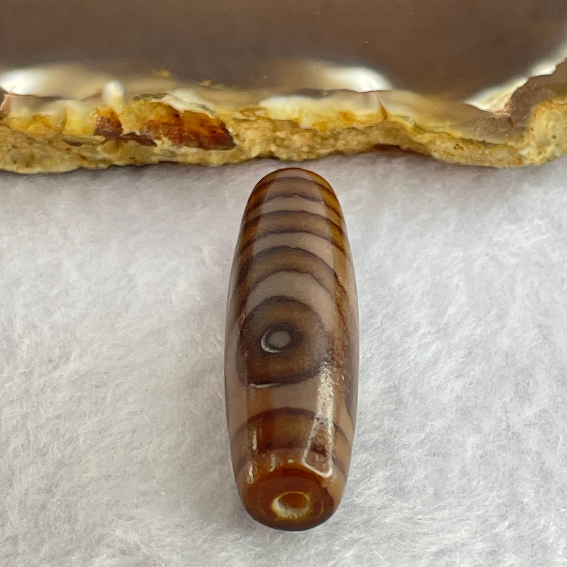 Natural Powerful Tibetan Old Oily Agate 2 Eyes Dzi Bead Heavenly Master (Tian Zhu) 二眼天诛 8.16g 38.9 by 11.6mm - Huangs Jadeite and Jewelry Pte Ltd