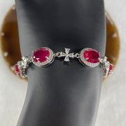 Certified Man Made Ruby Bracelet with Cubic Zirconia9.50g 10.0 by 8.0 by 3.0mm - Huangs Jadeite and Jewelry Pte Ltd