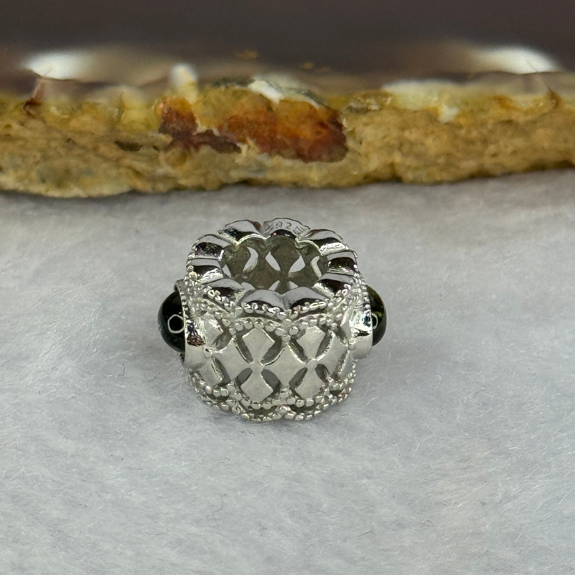 Natural Czech Republic Moldavite Meteorite Crystal in S925 Sliver Bracelet Charm 2.41g 15.1 by 11.9 by 9.3mm / 6.0 by 3.8 by 2.0mm - Huangs Jadeite and Jewelry Pte Ltd