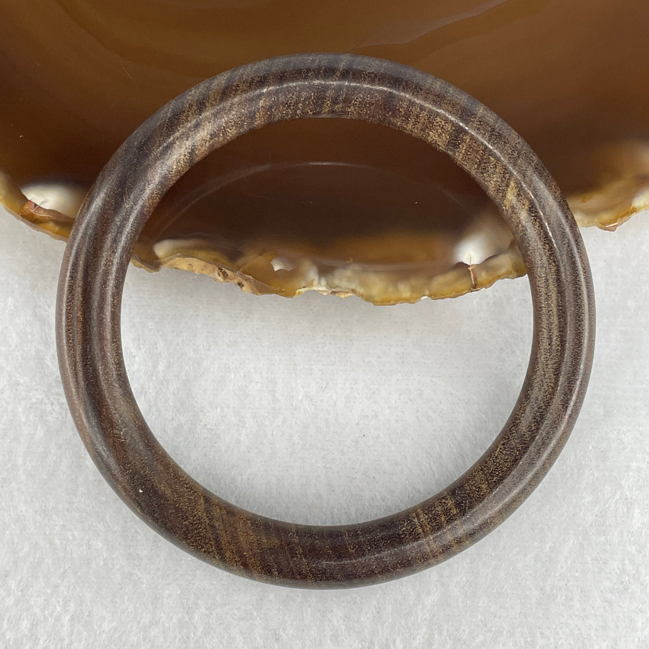 Natural Rosewood Full Round Bangle | Hand-Polished Warm Timber Yuan Bao Wood Bangle (13.36g | Inner Diameter 54.9mm | 8.3 x 8.2mm)