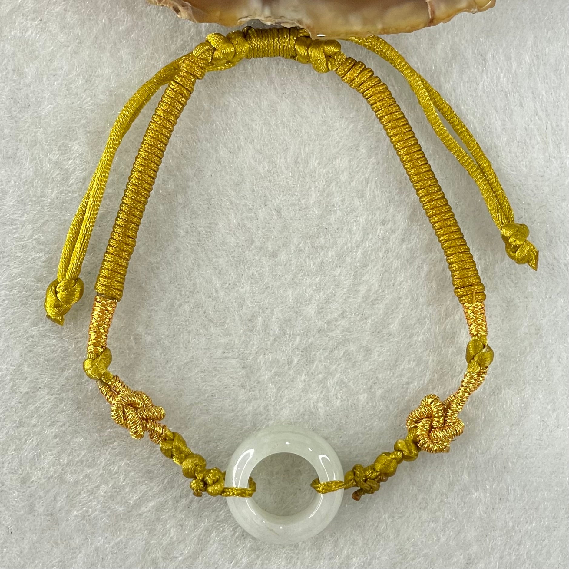Type A Faint Lavender Jadeite Ping An Kou String Bracelet 3.09g 15.2 by 6.3mm - Huangs Jadeite and Jewelry Pte Ltd