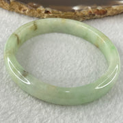 Type A Green with Brown Patches Jadeite Oval Bangle 31.51g Internal Diameter 55.6mm 10.3 by 6.6mm (External Roughs and Internal Lines) - Huangs Jadeite and Jewelry Pte Ltd
