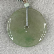 Grand Master Natural Semi Icy Light Green Jadeite Ping An Kou Pendant 20.36g 39.2 by 5.7mm - Huangs Jadeite and Jewelry Pte Ltd