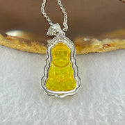 Natural Yellow Amber Buddha Pendent in S925 Sliver Necklace 4.43g 23.0 by 14.1 by 4.0mm - Huangs Jadeite and Jewelry Pte Ltd