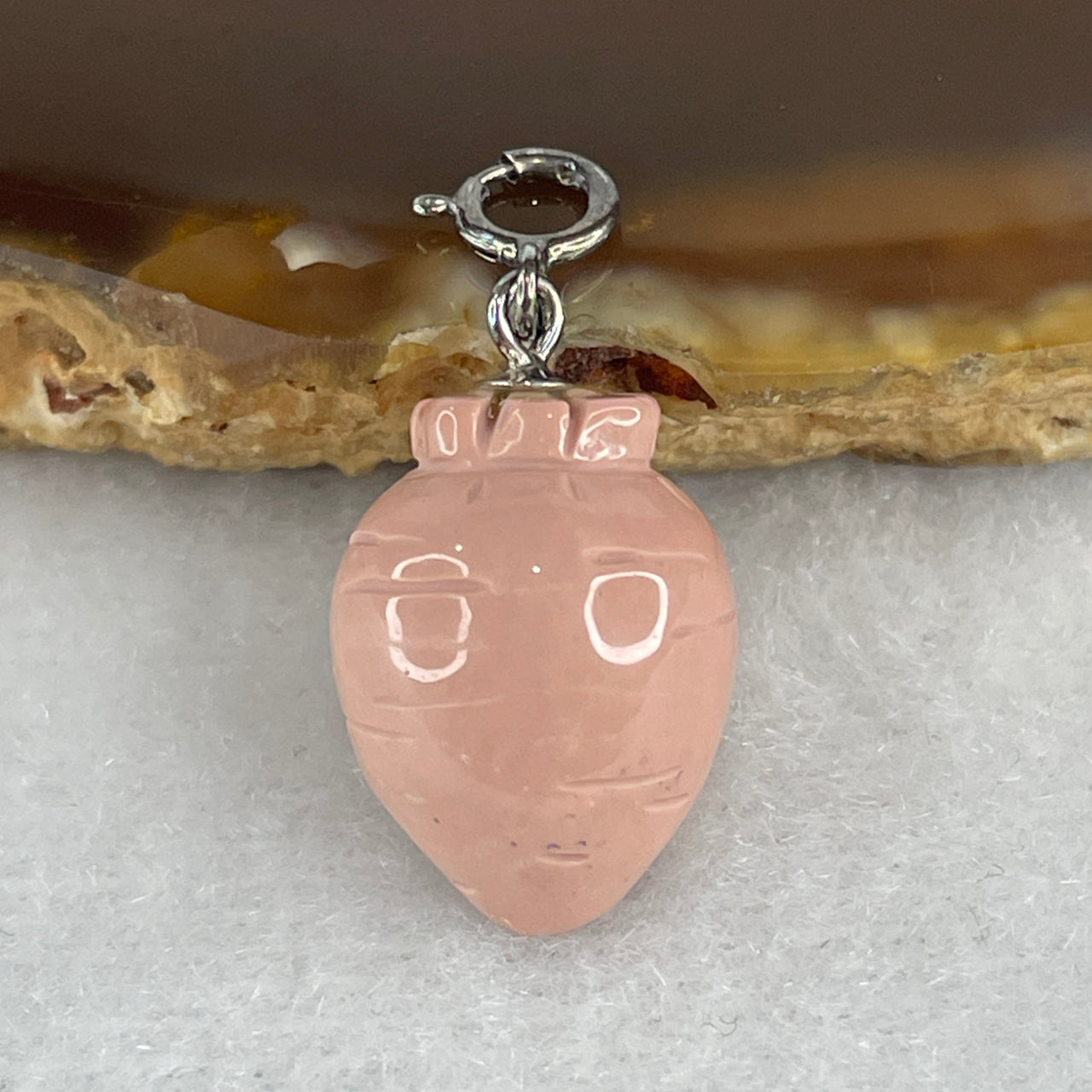 Natural Pink Gobi Agate Carrot Charm 2.68g 15.7 by 11.7mm - Huangs Jadeite and Jewelry Pte Ltd