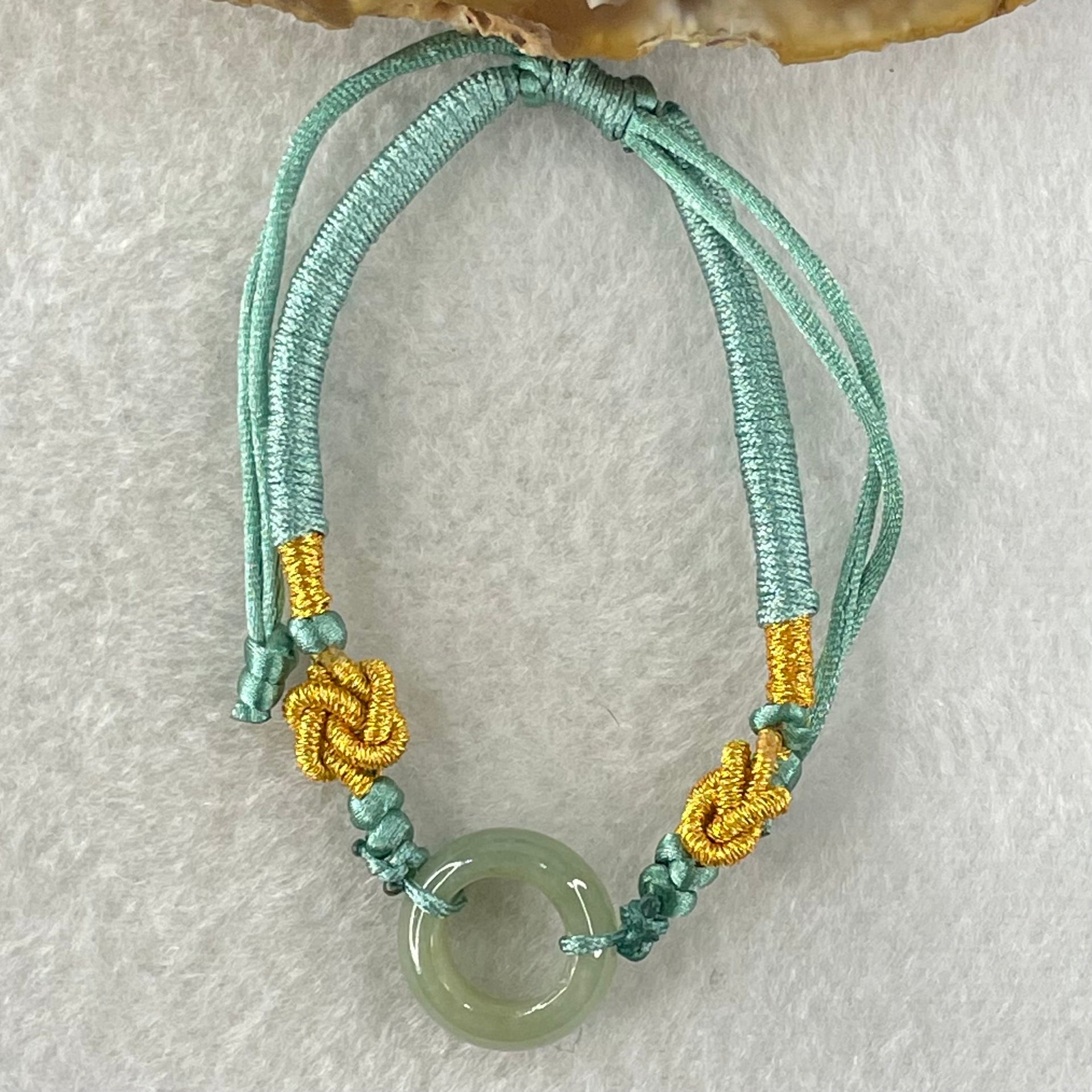 Type A Blueish Green Jadeite Ping An Kou String Bracelet 2.82g 15.2 by 5.1mm - Huangs Jadeite and Jewelry Pte Ltd