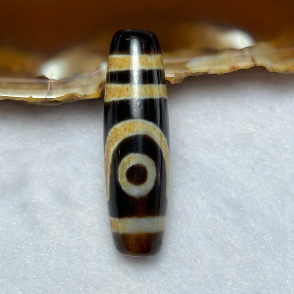 Natural Powerful Tibetan Old Oily Agate 2 Eyes Dzi Bead Heavenly Master (Tian Zhu) 二眼天诛 7.20g 37.7 by 11.2mm - Huangs Jadeite and Jewelry Pte Ltd