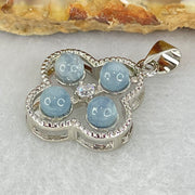 Above Average Grade Rare Natural Blue Dumortierite Rutilated Quartz in S925 Four Leaf Clover Pendant 2.22g 4.0mm 4pcs - Huangs Jadeite and Jewelry Pte Ltd