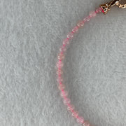 Natural Type A Semi-Icy Pink Jadeite Beads Bracelet | 17cm Delicate 3.8mm Round Genuine Pink Jade Bracelet Rose Gold Clasp (5.32g 49 Beads) - Huangs Jadeite and Jewelry Pte Ltd