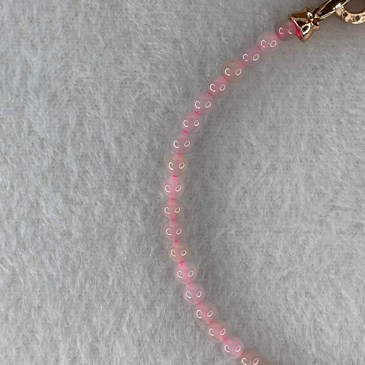 Natural Type A Semi-Icy Pink Jadeite Beads Bracelet | 17cm Delicate 3.8mm Round Genuine Pink Jade Bracelet Rose Gold Clasp (5.32g 49 Beads) - Huangs Jadeite and Jewelry Pte Ltd