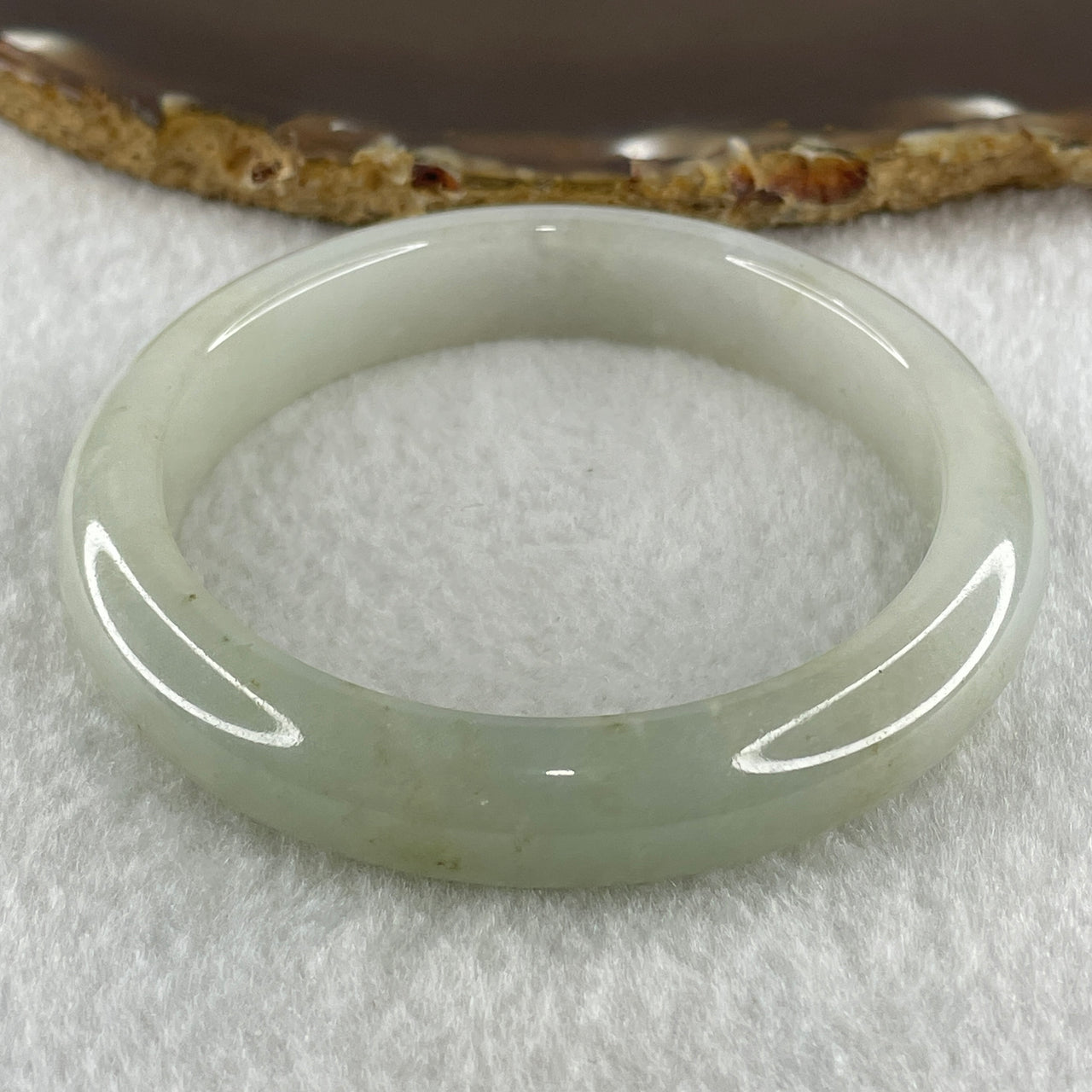 Type A Natural Light Green with Brown Spots Jadeite Bangle 53.14g Inner Diameter 57.0mm 11.6 by 9.1mm (Close to Perfect) - Huangs Jadeite and Jewelry Pte Ltd