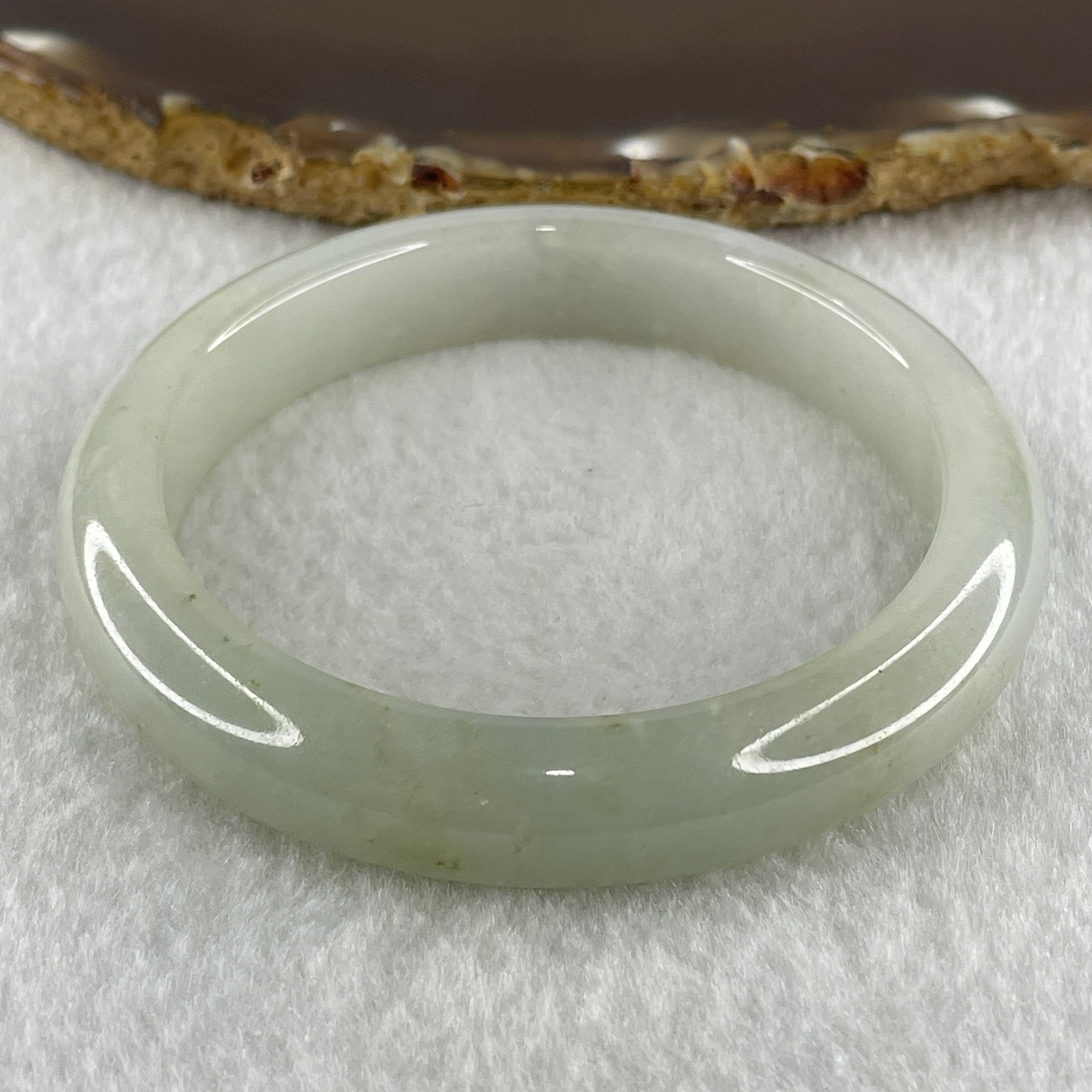 Type A Natural Light Green with Brown Spots Jadeite Bangle 53.14g Inner Diameter 57.0mm 11.6 by 9.1mm (Close to Perfect) - Huangs Jadeite and Jewelry Pte Ltd