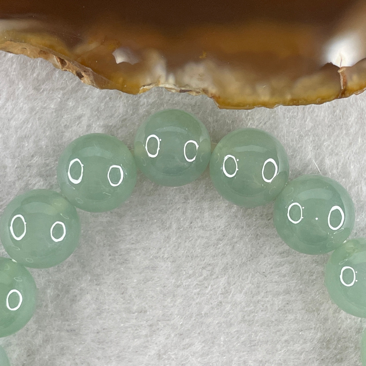 Certified Natural Type A Semi Icy Sky Blue Jadeite Beads Bracelet 33.74g 15.5cm 10.1mm 19Beads Perfect