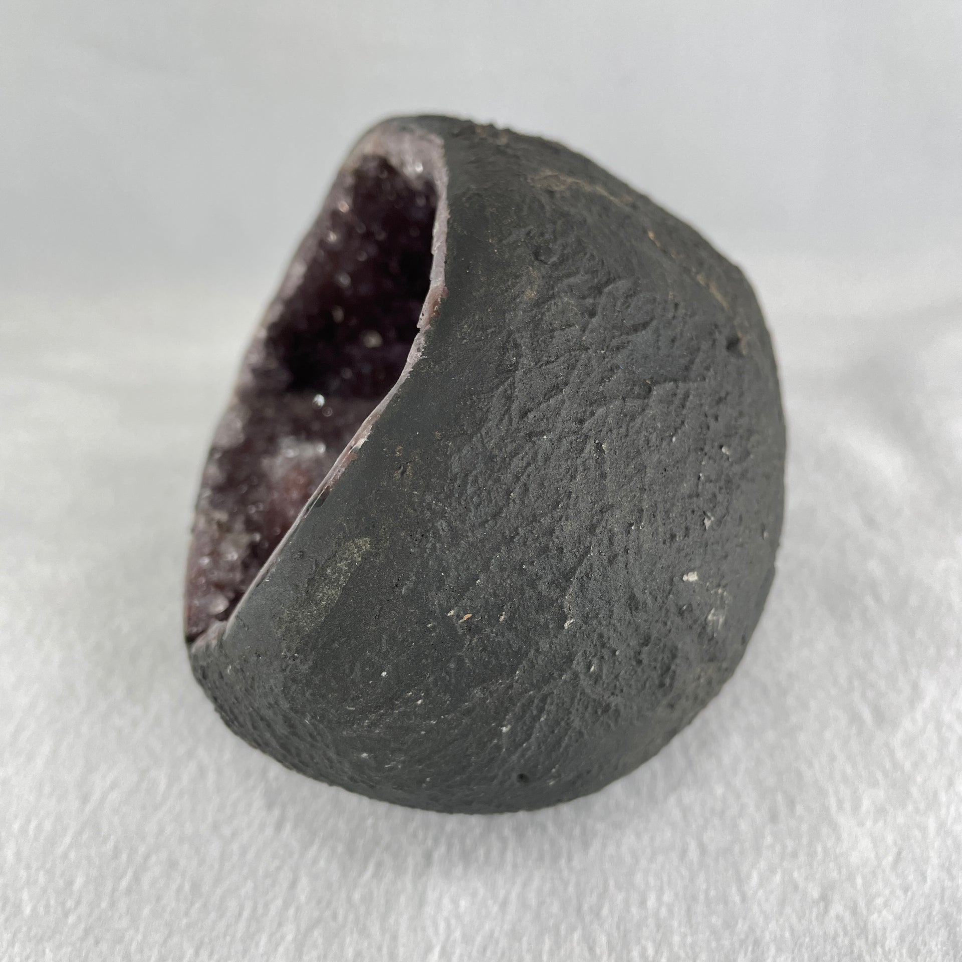 Natural Amethyst Cave with Wooden Stand 2,387.0g 153.2 by 143.7 by 165.0mm - Huangs Jadeite and Jewelry Pte Ltd