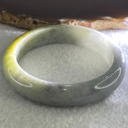 Type A Light Blueish Green with Brownish Yellow Patch Jadeite Bangle 59.53g Internal Diameter 57.4mm 13.4 by 8.3mm (Close to Perfect) - Huangs Jadeite and Jewelry Pte Ltd