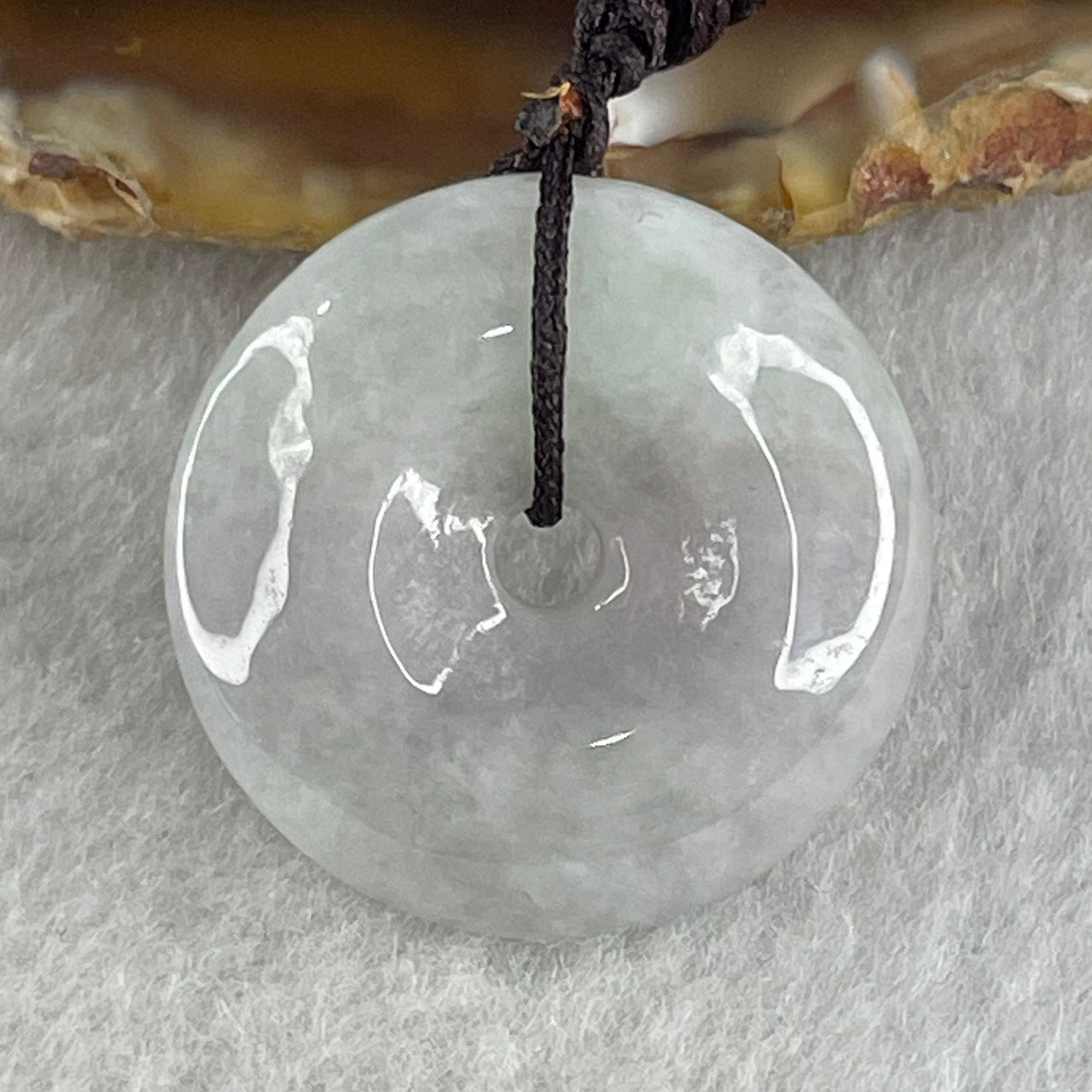 Natural Type A Lavender with Green Jadeite Donut Pendant 8.32g 24.9 by 6.9mm - Huangs Jadeite and Jewelry Pte Ltd