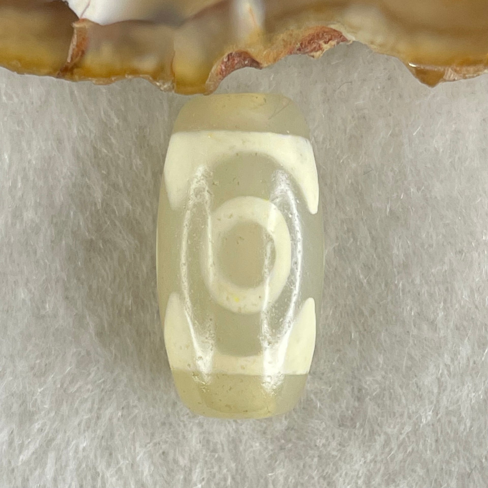 Natural Powerful Tibetan Old Oily Agate 3 Eyes Dzi Bead Heavenly Master (Tian Zhu) 三眼天诛 3.27g 19.8 by 10.6mm - Huangs Jadeite and Jewelry Pte Ltd