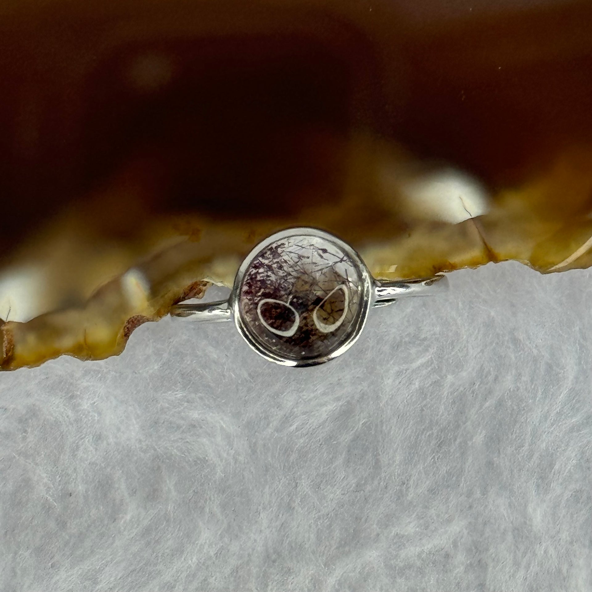 Very Good Grade Natural Super 7 S925 Silver Ring (Adjustable Size) 1.79g 8.3 by 4.5mm - Huangs Jadeite and Jewelry Pte Ltd