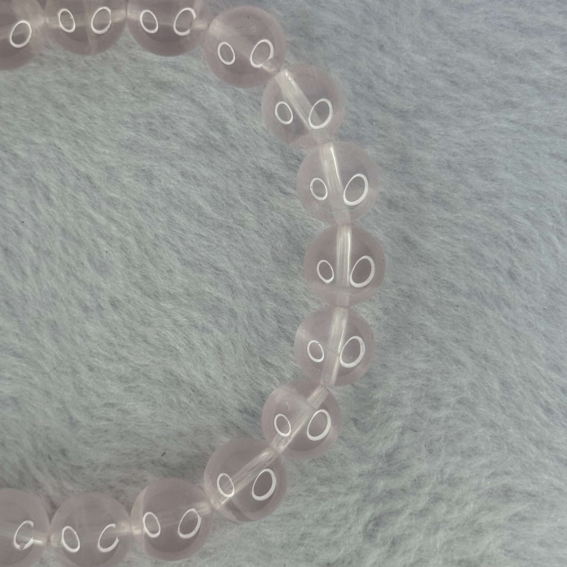 Natural Rose Quartz Beads Bracelet 天然玫瑰石英珠手链 25.93g 16.5cm 9.9mm 21 Beads - Huangs Jadeite and Jewelry Pte Ltd