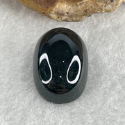 Type A Translucent Black Omphacite Jadeite Round Cabouchon Stone For Setting 3.08g 18.8 by 12.1 by 6.3mm - Huangs Jadeite and Jewelry Pte Ltd