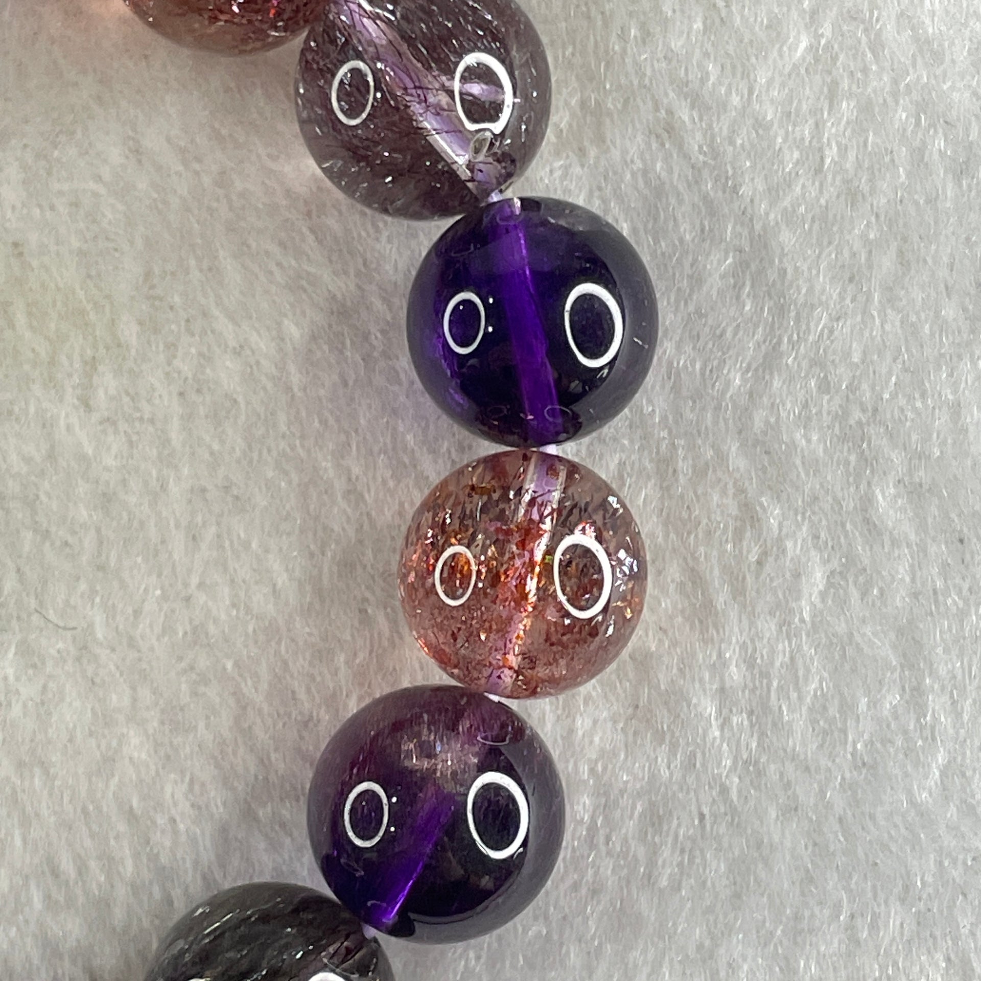 Very Very Good Natural Super 7 Beads Bracelet 39.96g 12.3mm 15cm 16Beads - Huangs Jadeite and Jewelry Pte Ltd