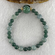 Natural Type A Semi Icy Blueish Green with Light Lavender Jadeite Beads Bracelet 19.10g 16cm 13.5 by 17.3mm 1Bead - 8Beads 7.9mm - 18Beads 6.3mm - Huangs Jadeite and Jewelry Pte Ltd