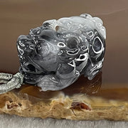 Type A Wuji Black Grey Patches Jadeite Male Pixiu Pendant Charm 8.96g 25.4 by 14.9 by 12.7mm - Huangs Jadeite and Jewelry Pte Ltd