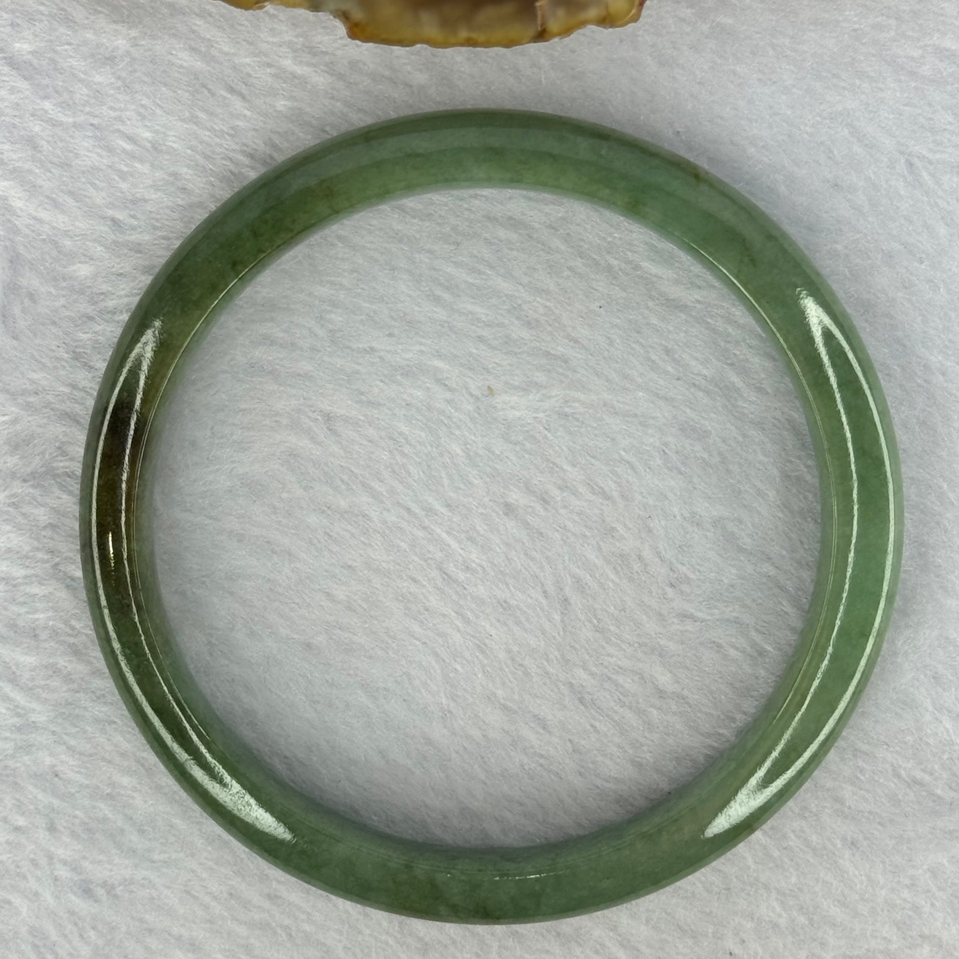 Type A Green and Dark Brown Patch Jadeite Bangle 33.95g Internal 59.3mm 9.1 by 7.1mm - Huangs Jadeite and Jewelry Pte Ltd