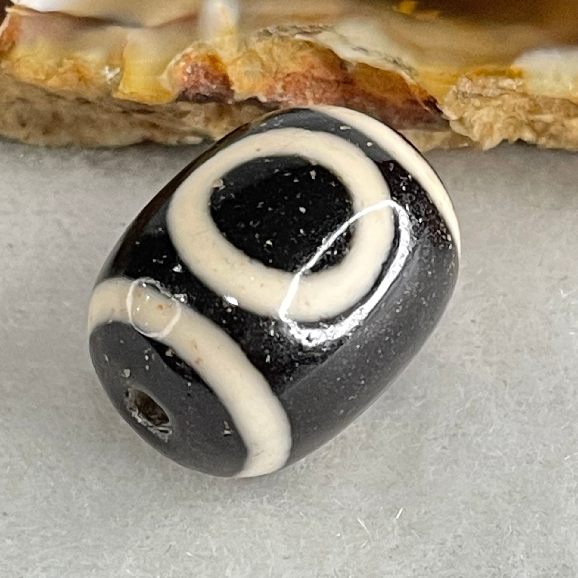 Natural Powerful Tibetan Old Oily Agate 1 Eye With Swastika Dzi Bead (Hotu Dzi) 5.20g 17.9 by 13.8mm - Huangs Jadeite and Jewelry Pte Ltd