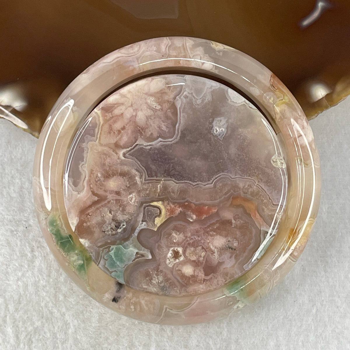 Natural Pinkish & Purple Flower Agate Set Bangle | (129.14g Total Set Weight | 54.7mm Inner Diameter | 13.2x7.8mm | Perfect |Synergy, Regal Fortune, Love Magnet & Protection Shield)