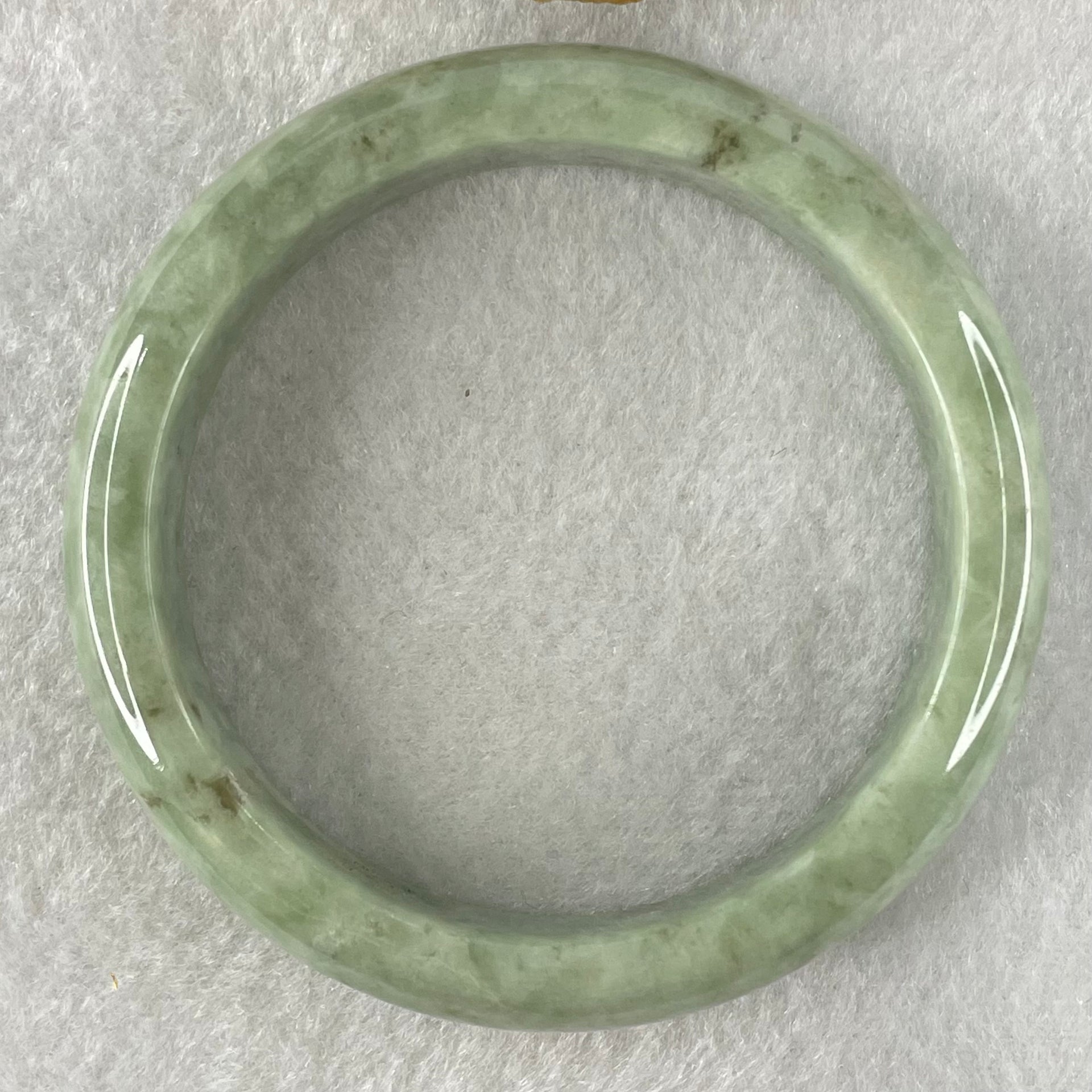 Type A Green Dou Qing Jadeite Bangle 54.06g Internal Diameter 56.8mm 13.4 by 7.7mm (Slight Internal Line) - Huangs Jadeite and Jewelry Pte Ltd