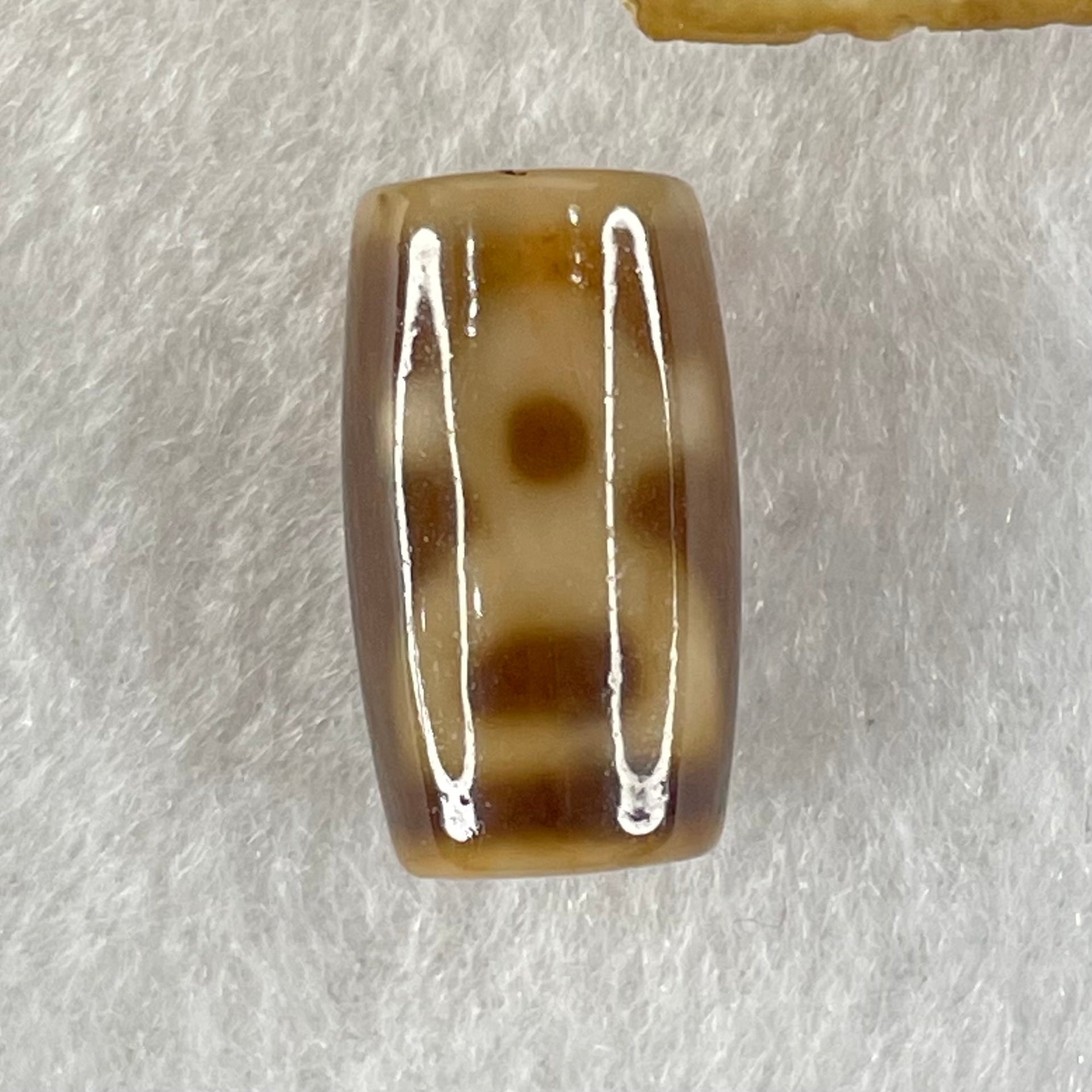Natural Powerful Tibetan Old Oily Agate Double Cai Shen Dzi Bead Heavenly Master (Tian Zhu) 双财神长天珠 4.84g 20.4 by 11.6mm - Huangs Jadeite and Jewelry Pte Ltd