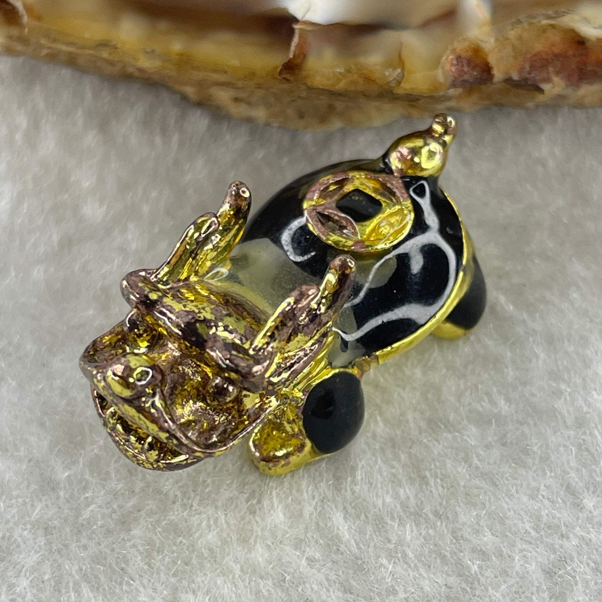 Gold Plated Long Gui Dragon Tortoise Charm 9.53g 25.8 by 13.3 by 13.9mm - Huangs Jadeite and Jewelry Pte Ltd