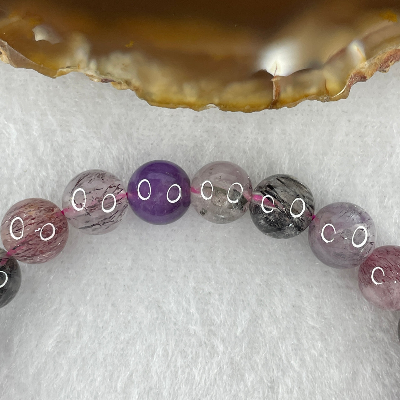 Certified Above-Average Grade Natural Super 7 Crystal Beads Bracelet | Fluid High-Clarity Elegant Strand | Authentic Sacred Seven Multi-Mineral Inclusions Quartz Spiritual Catalyst & Auric Shield Bracelet (15.03g | 15cm Length | 7.8mm | 24 Beads)