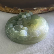 Type A Blueish Green Jadeite Phoenix with Prosperity Flowers Bangle Inner Diameter 57.2mm 12.4 by 10.6mm and Pendant 55.6 by 12.4mm Total Weight 124.77g - Huangs Jadeite and Jewelry Pte Ltd