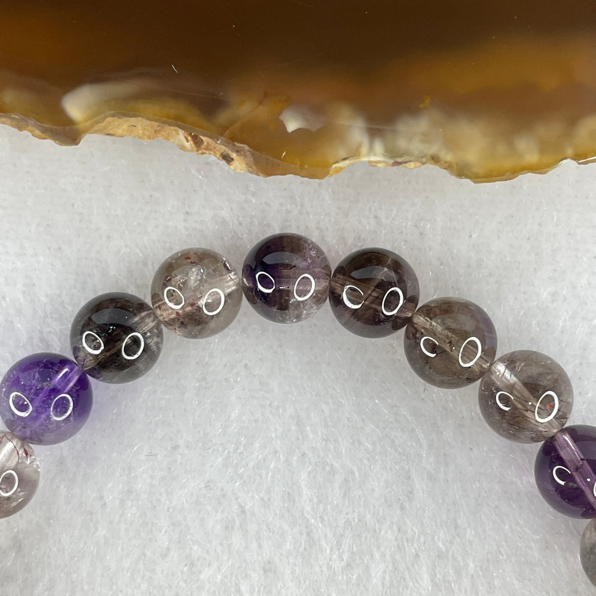 Certified Good Grade Natural Black Super 7 Crystal Beads Bracelet | 15cm Petite Strand of 25 Beads 7.2mm (12.92g | Supreme Root Grounding, Manifestation & Aura Shield)