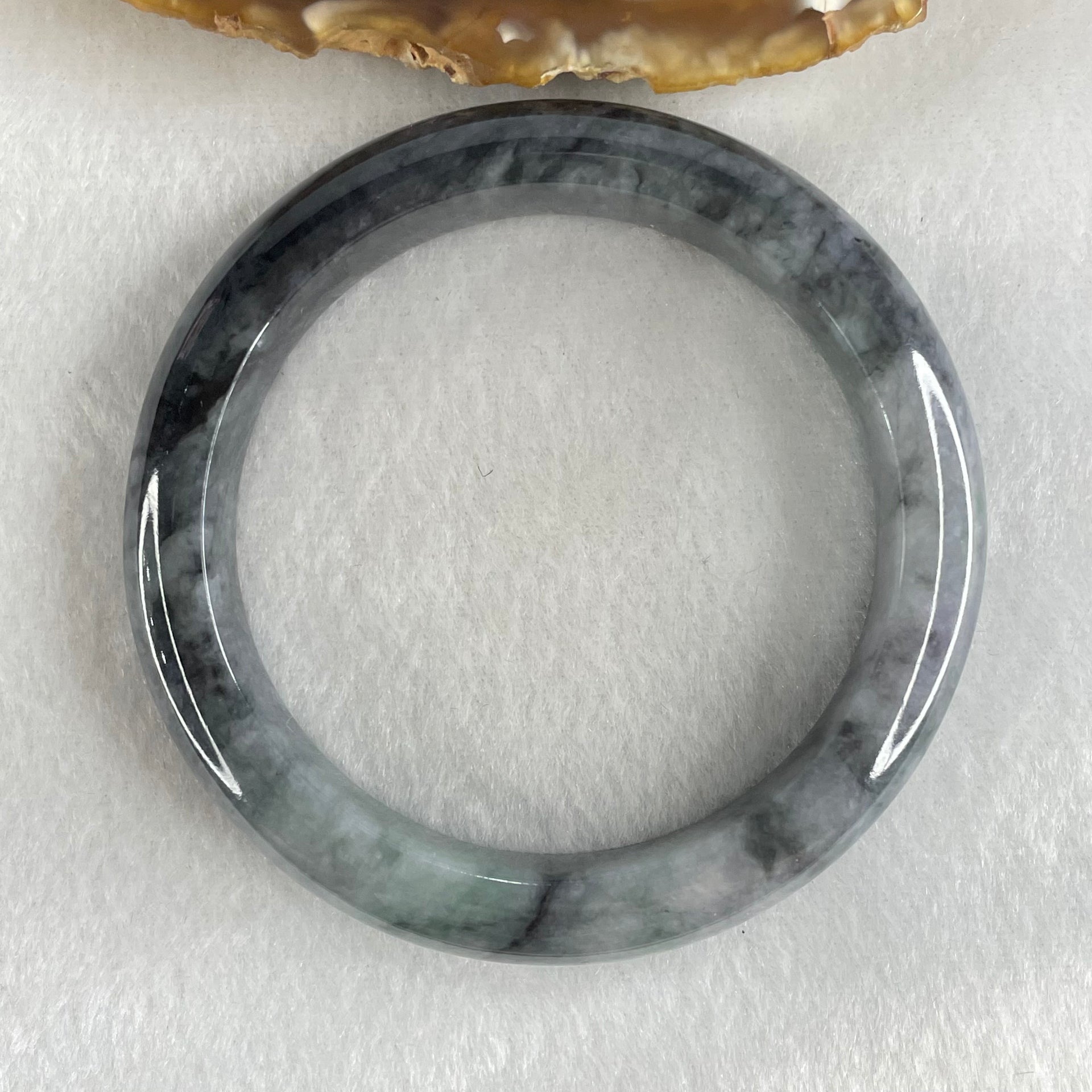 Type A Wuji Grey with Green Jadeite Bangle 61.58g Inner Diameter 56.4mm 12.6 by 8.8mm (Close to Perfect) - Huangs Jadeite and Jewelry Pte Ltd