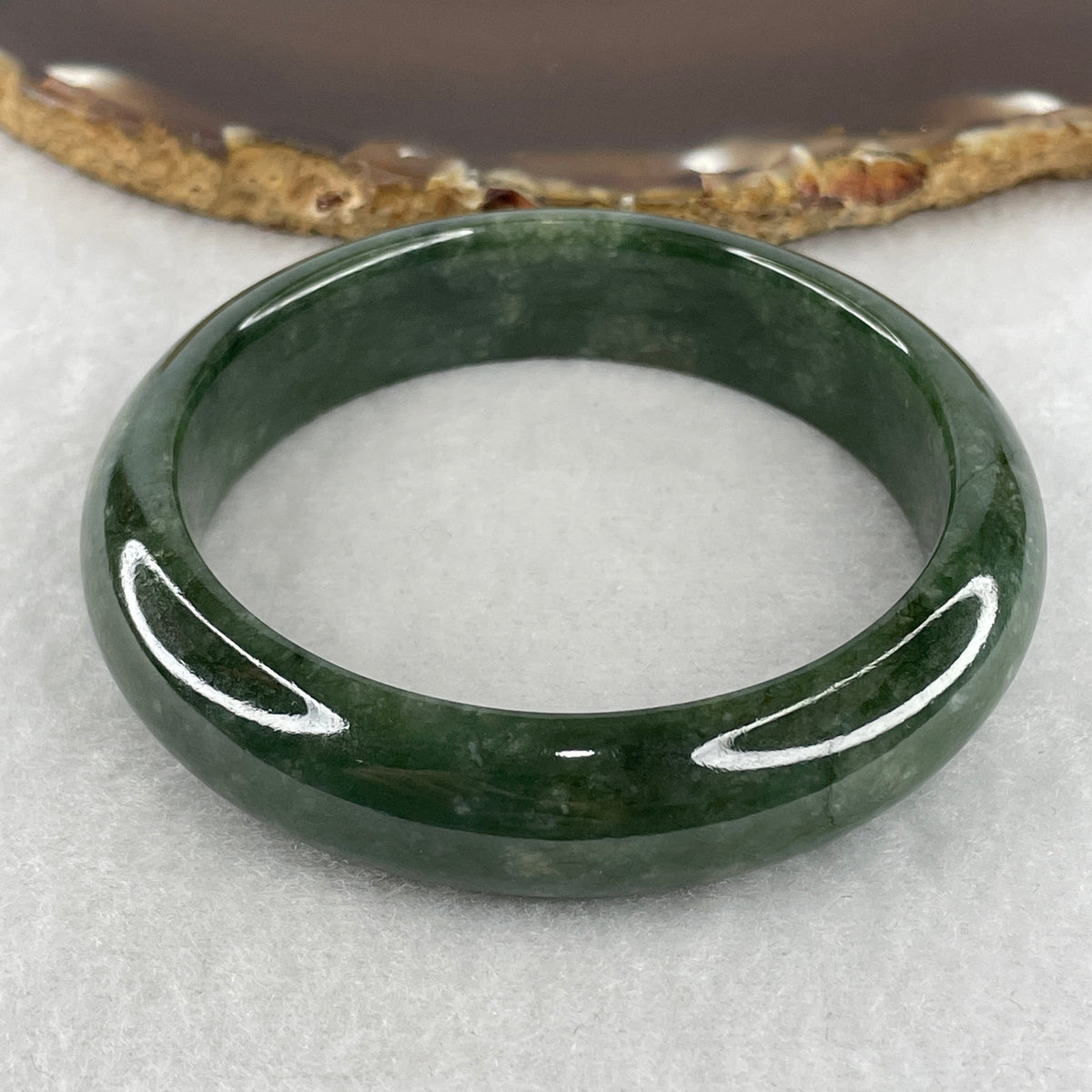 Natural Type A Jadeite Bangle | Blueish Green (63.02g | 55.8mm Inner Diameter | 14.4 x 8.9mm) (Slight Internal Line)