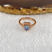 Natural Blue Opal with Crystals In S925 Sliver Rose Gold Color Ring (Adjustable Size) 2.21g 5.1 by 6.2 by 2.5mm - Huangs Jadeite and Jewelry Pte Ltd
