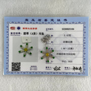 Type A Green and Yellow Jadeite Cabochon Snowflake Pendant in S925 Sliver Necklace 3.42g 2.5 by 1.2mm 6pcs, 4.5 by 2.0mm 1pc - Huangs Jadeite and Jewelry Pte Ltd