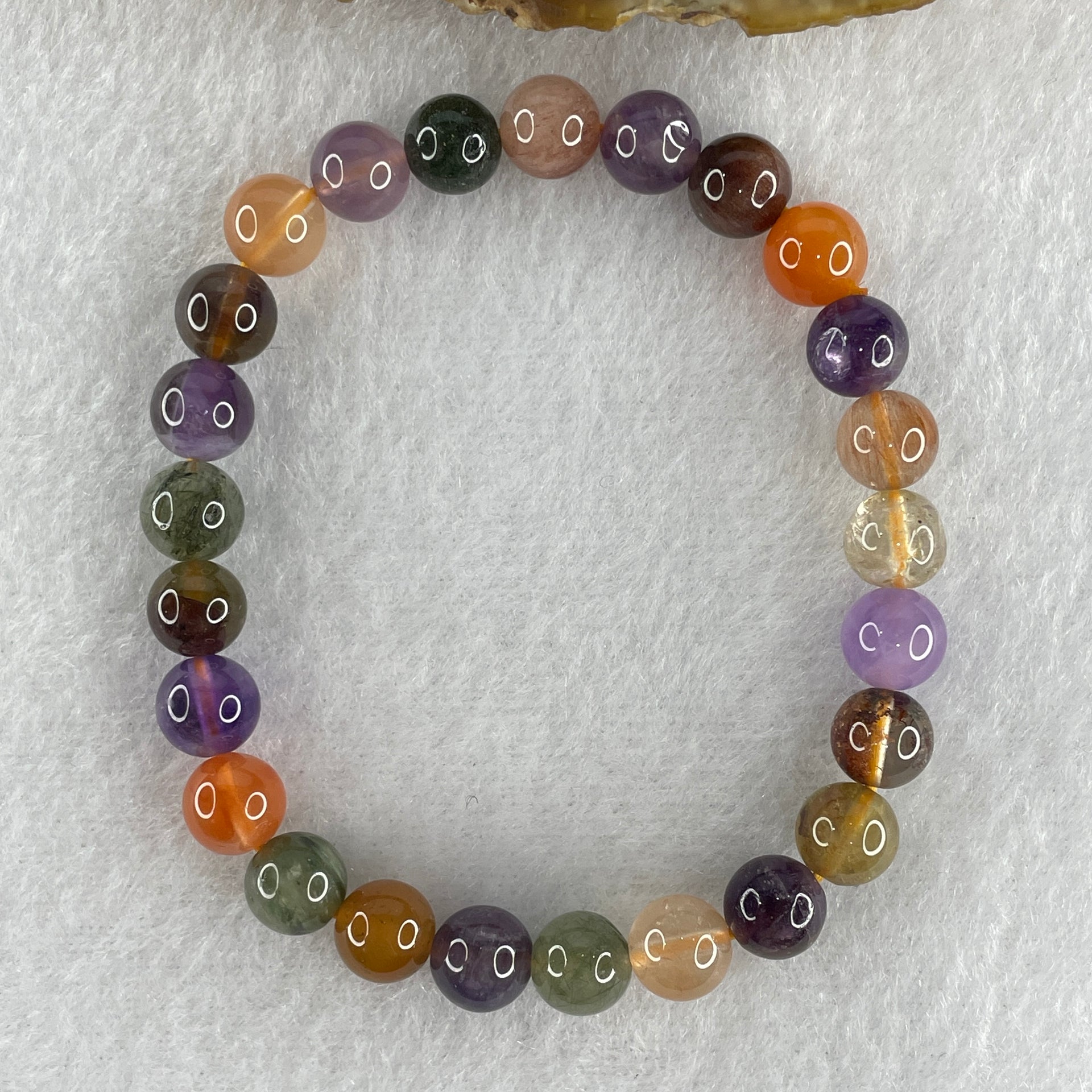 Natural Multi Treasures Mixed Quartz Beads Bracelet 15.99g 16cm 7.8mm 25Beads - Huangs Jadeite and Jewelry Pte Ltd