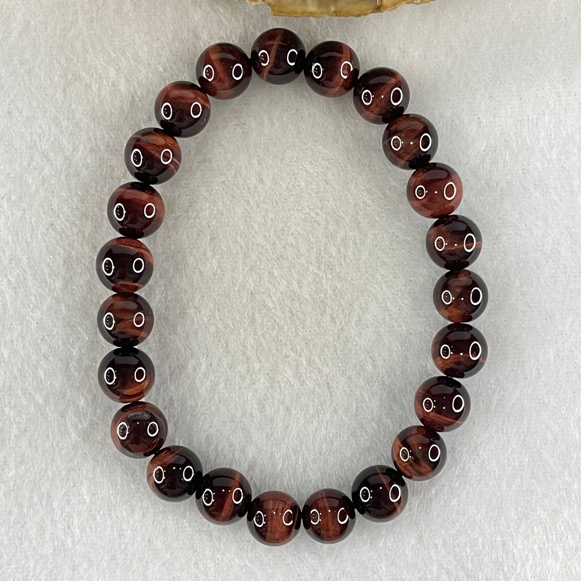 Natural Red Tiger's Eye Quartz Beads Bracelet 17.38g 15cm 8.3mm 23 Beads - Huangs Jadeite and Jewelry Pte Ltd