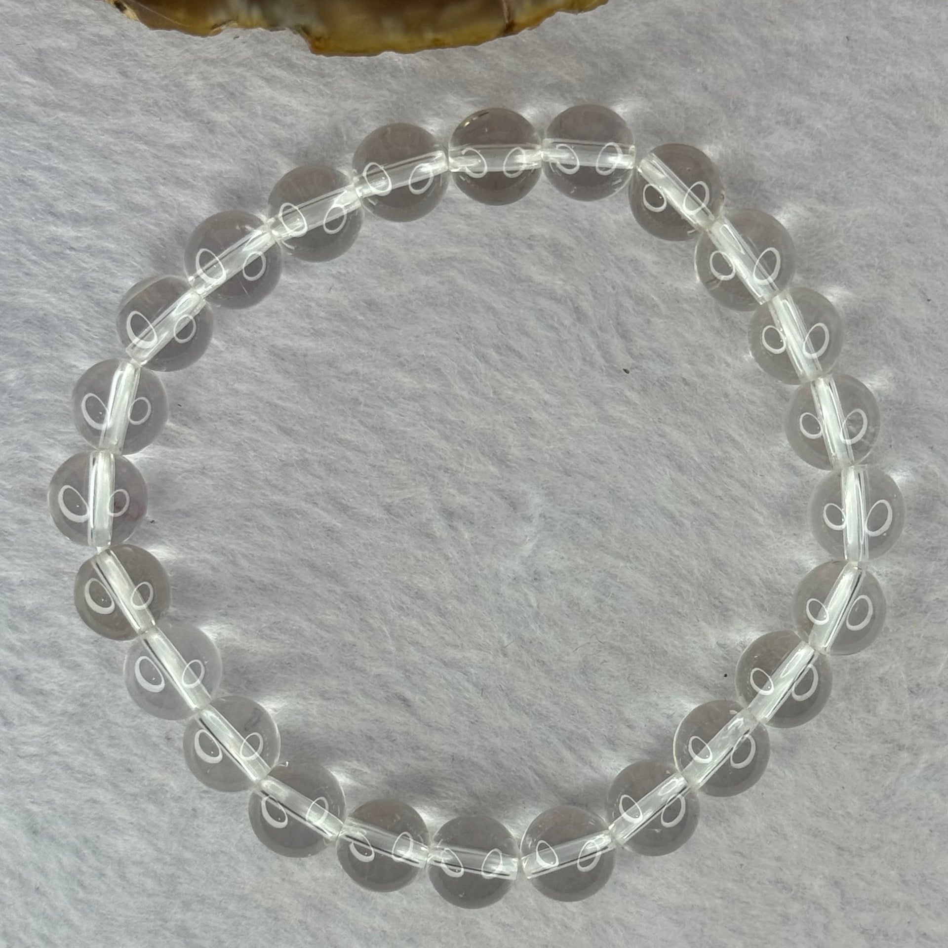Natural Clear Quartz Bracelet 天然白水晶手链 18.78g 16.5cm 8.4mm 24 Beads - Huangs Jadeite and Jewelry Pte Ltd