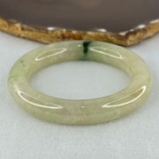Type A Translucent Semi Icy Light Yellowish Green with Moss Green Patch Jadeite Bangle Internal Diameter 55.3mm 76.40g 12.3 by 11.6mm (Very Slight External Rough) - Huangs Jadeite and Jewelry Pte Ltd