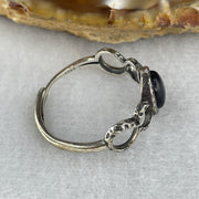 Natural Greyish Black Obsidian Ring in S925 Sliver 1.94g 7.1 by 5.0 by 2.5mm (Adjustable Size) - Huangs Jadeite and Jewelry Pte Ltd