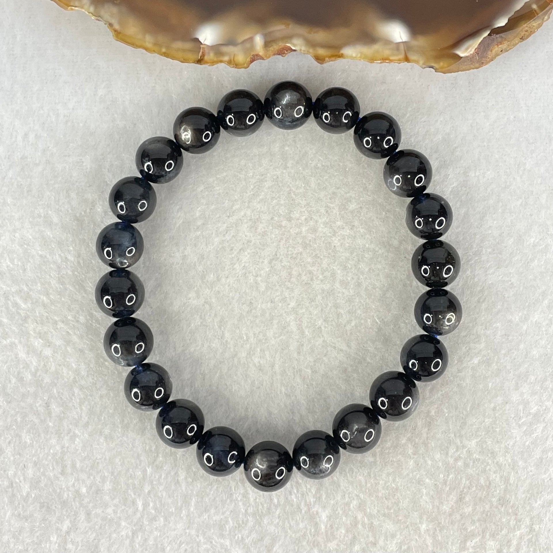 Good Grade Natural Devils Blue Beryl Aquamarine Beads Bracelet 20.54g 16cm 8.9mm 22 Beads - Huangs Jadeite and Jewelry Pte Ltd