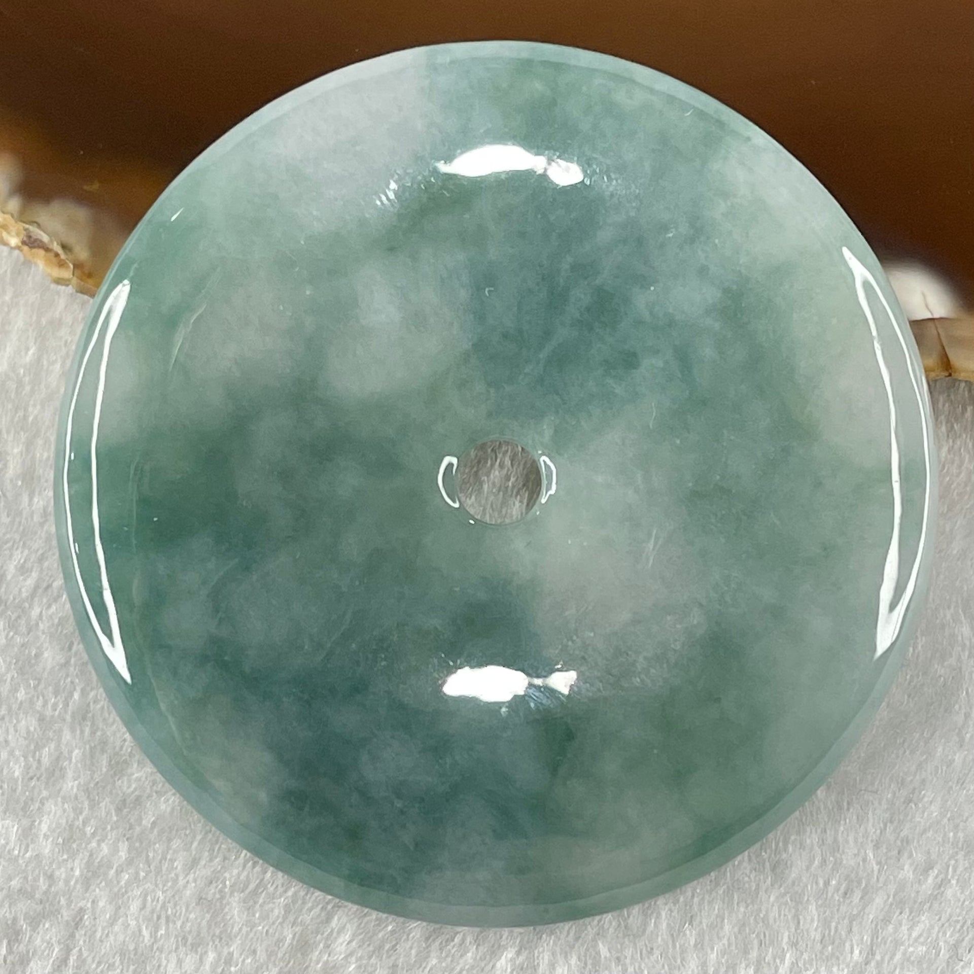 Type A Intense Blueish Green with Lavender Jadeite Ping An Kou Pendant 29.91g 49.8 by 5.5mm - Huangs Jadeite and Jewelry Pte Ltd