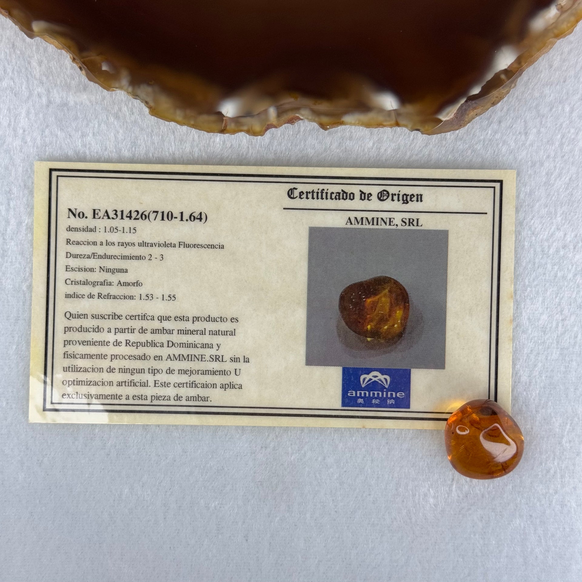 Natural Amber for Setting 1.67g 17.3 by 16.1 by 10.6mm - Huangs Jadeite and Jewelry Pte Ltd